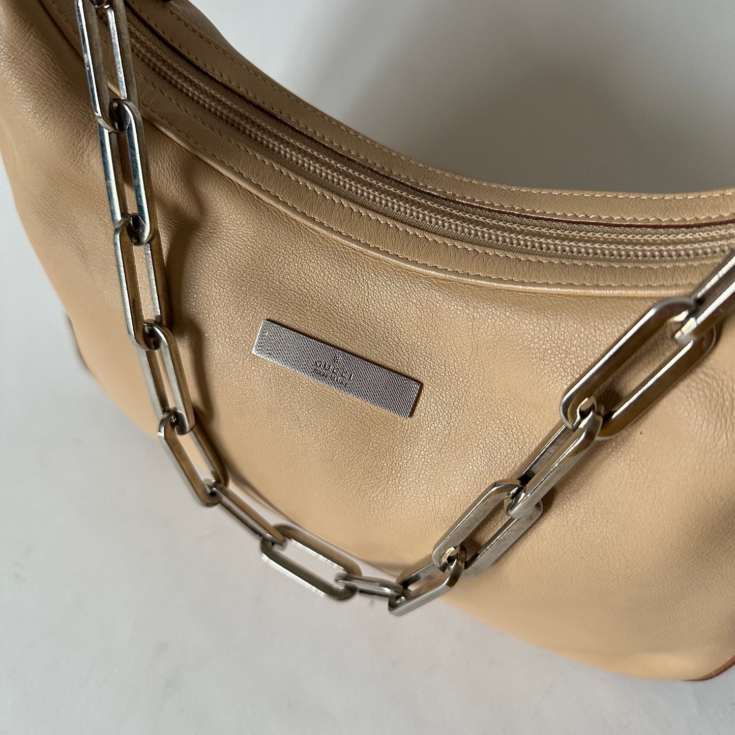 Gucci Beige Lambskin Shoulder Bag w/ Chain Handle