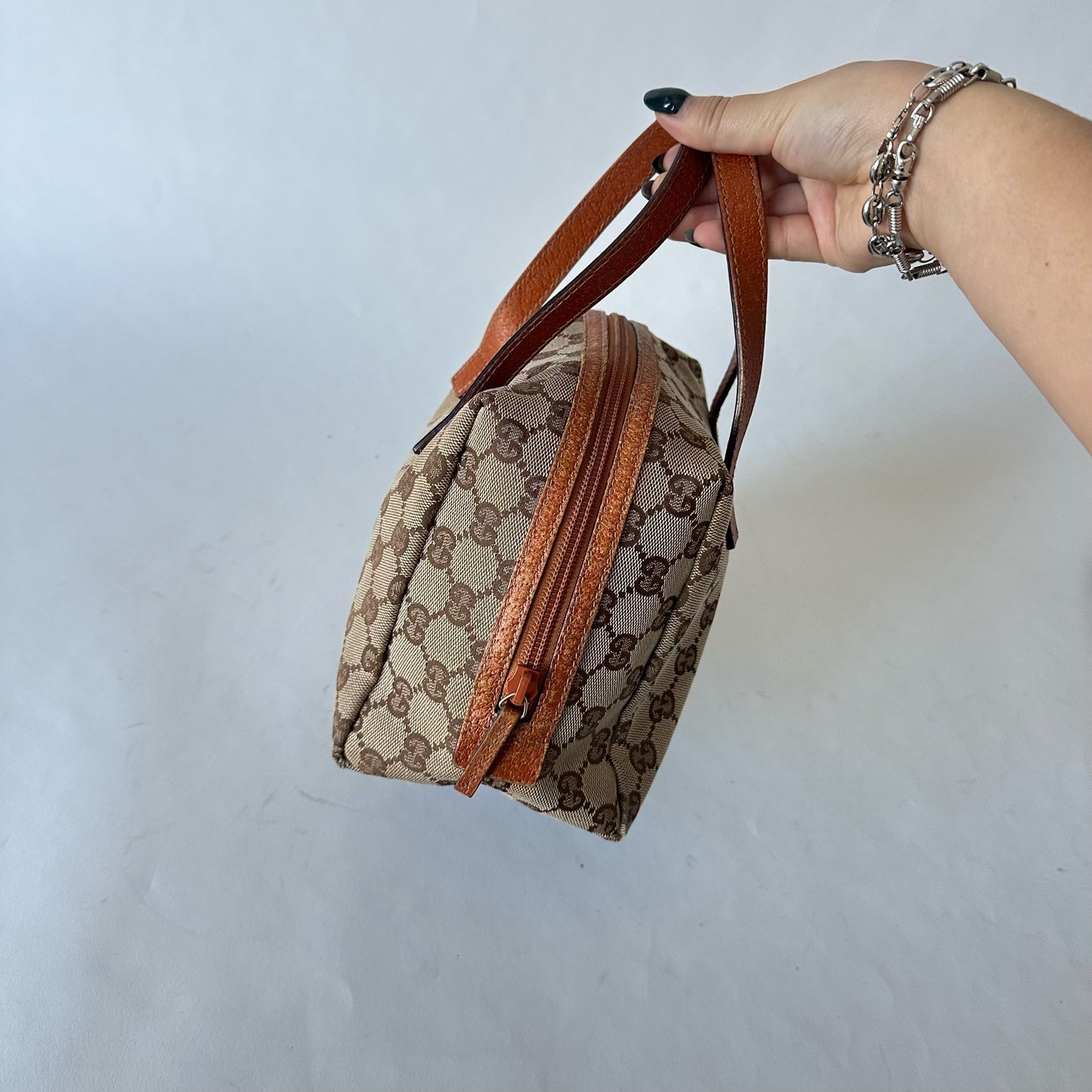 Gucci Brown Monogram Mini Top Handle Bag