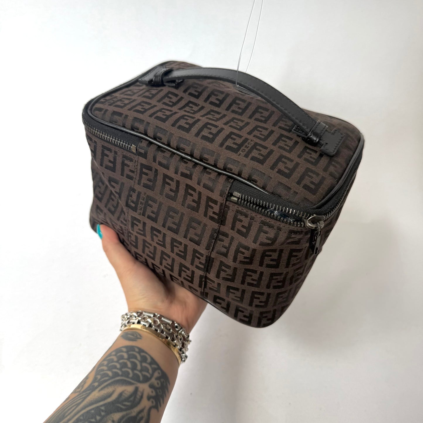 Fendi Brown Zucchino Canvas Vanity Bag