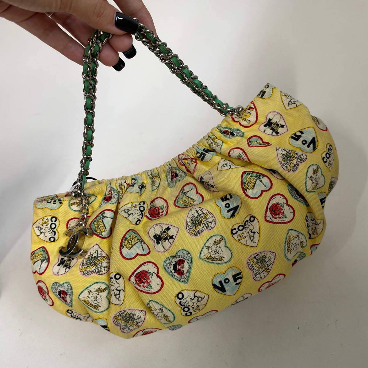 Chanel Yellow Valentines Collection Boat Canvas Pochette