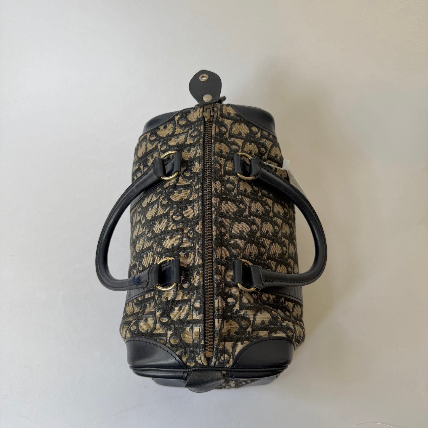 Christian Dior Navy Trotter Canvas Small Boston Bag