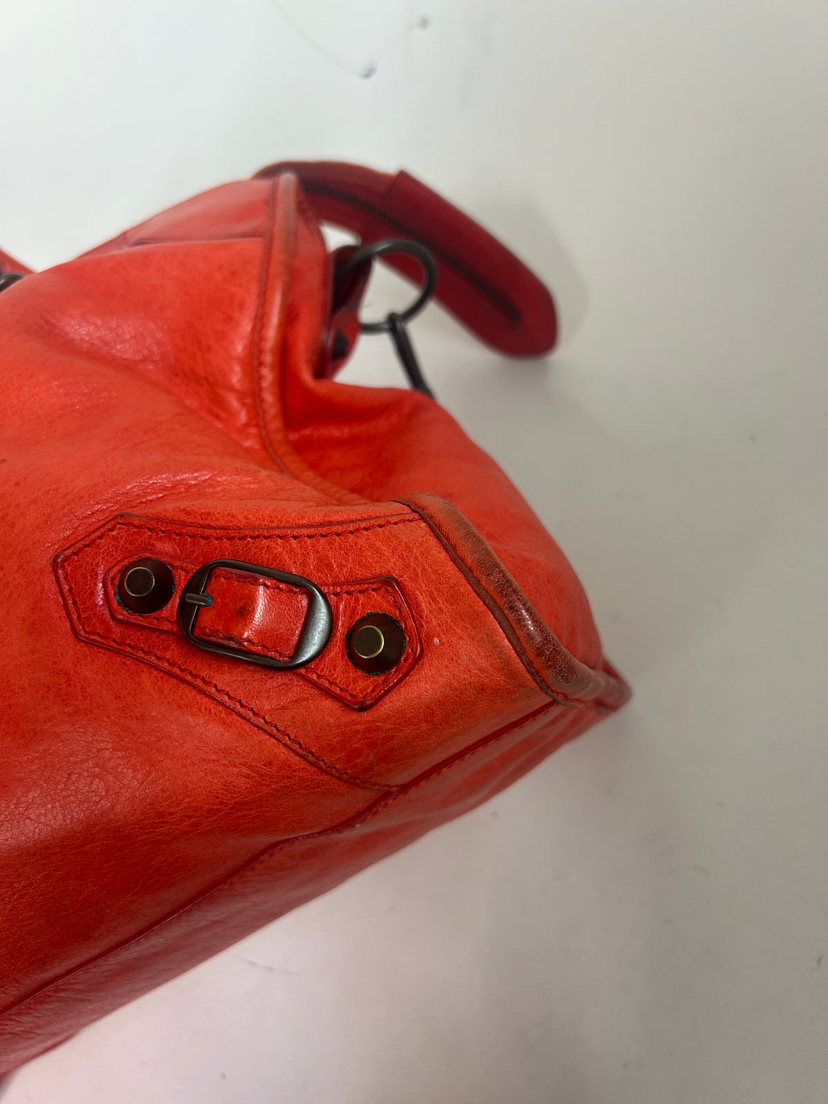 Balenciaga Fire Red City Bag w/ Bronze Hardware