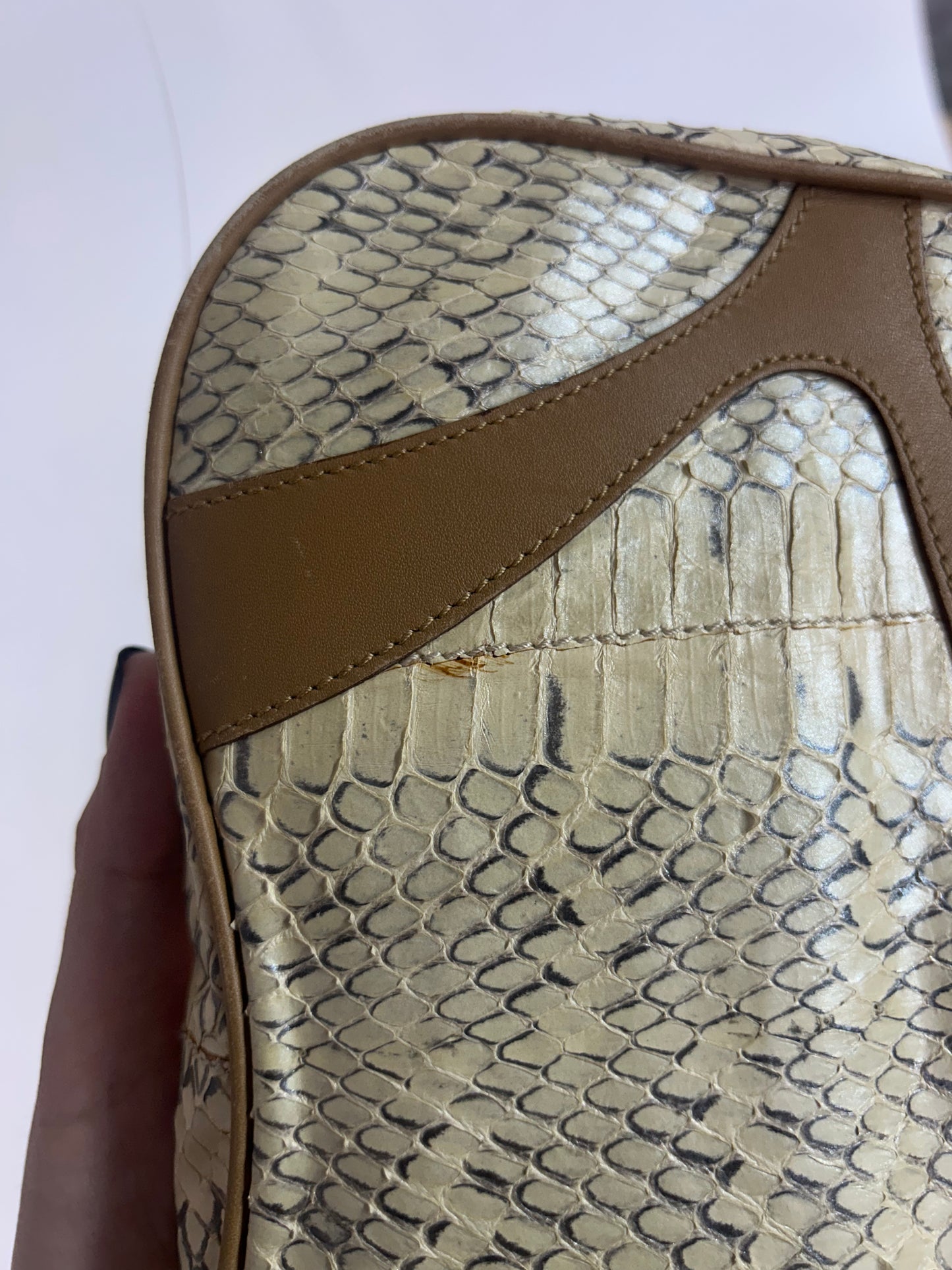 RARE Prada Sport Beige & Brown Metallic Python Leather Small  Shoulder Bag