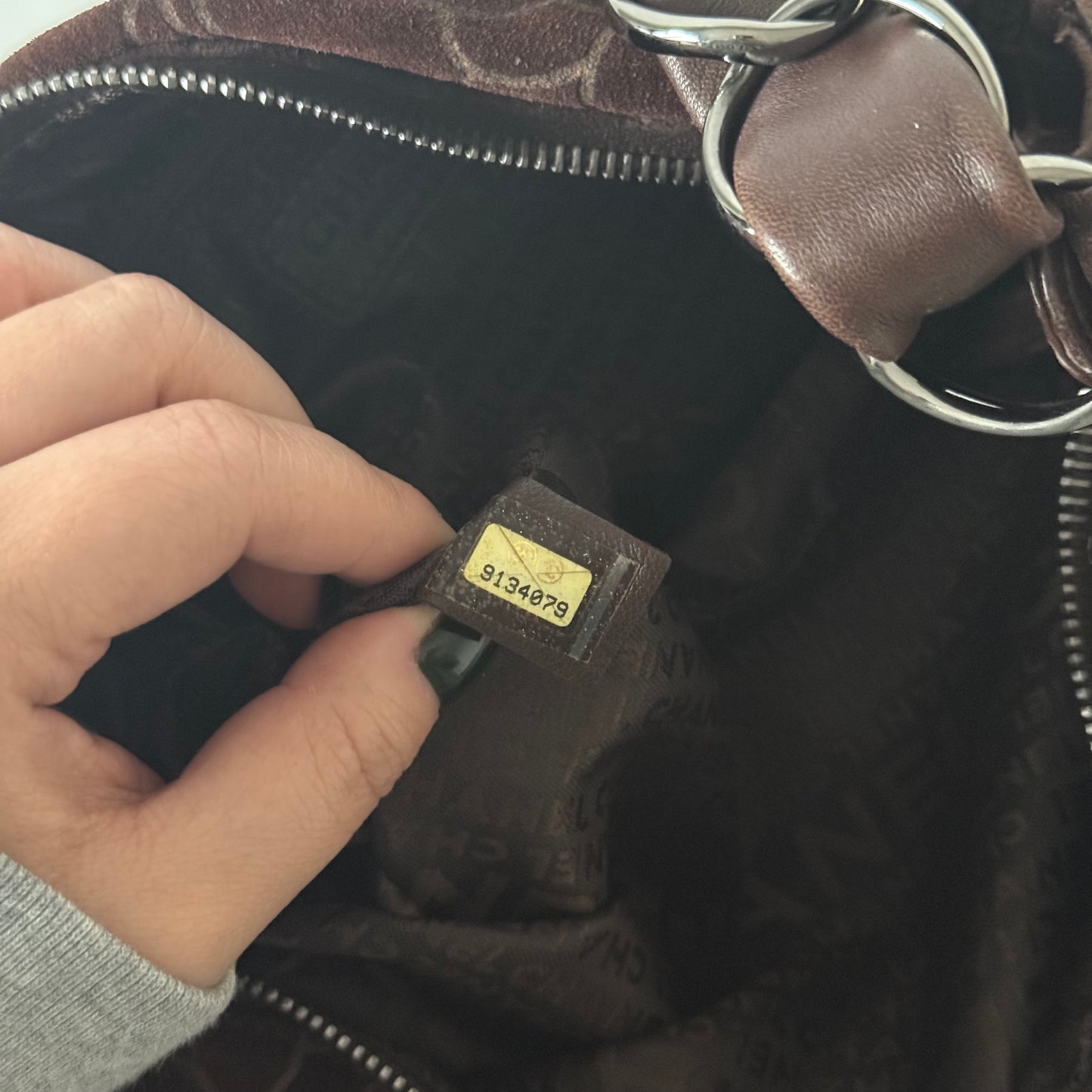 Chanel Brown Suede Cocomark Camellia Floral Bag