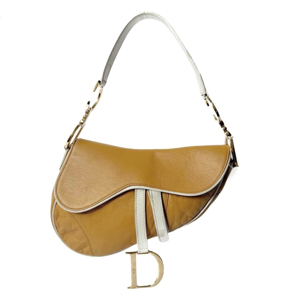 Christian Dior Brown & White SS06 SATC Saddle Bag