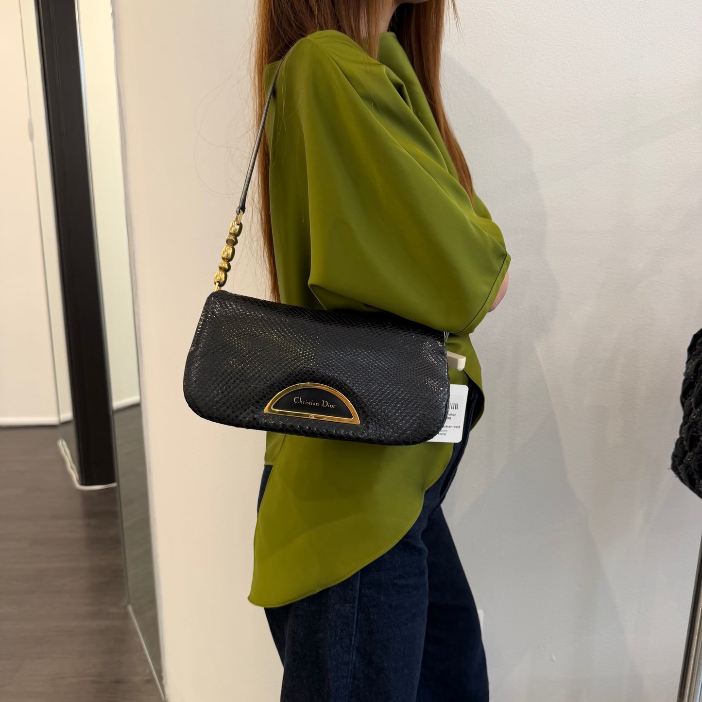 Christian Dior Black Python Malice Shoulder Bag