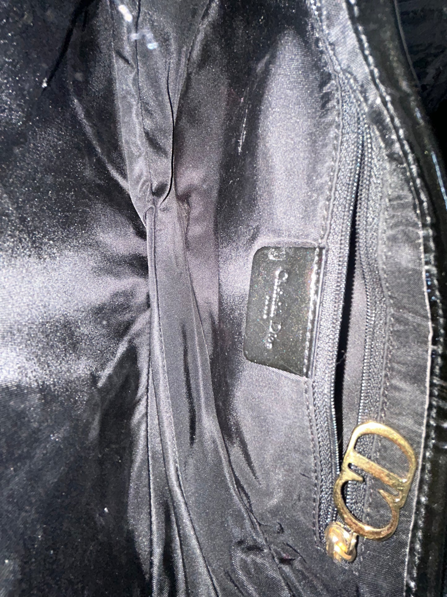 Christian Dior Patent Leather Trotter Monogram Black Saddle Bag w/ Gold Hardware