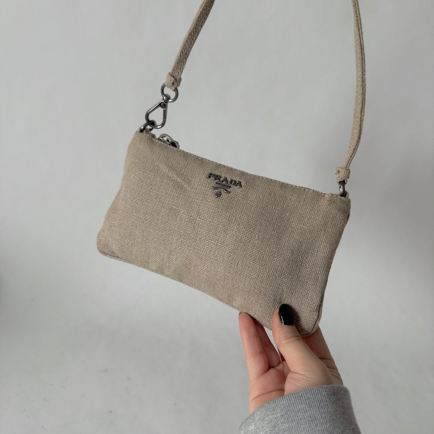 Prada Linen Mini Pochette Bag