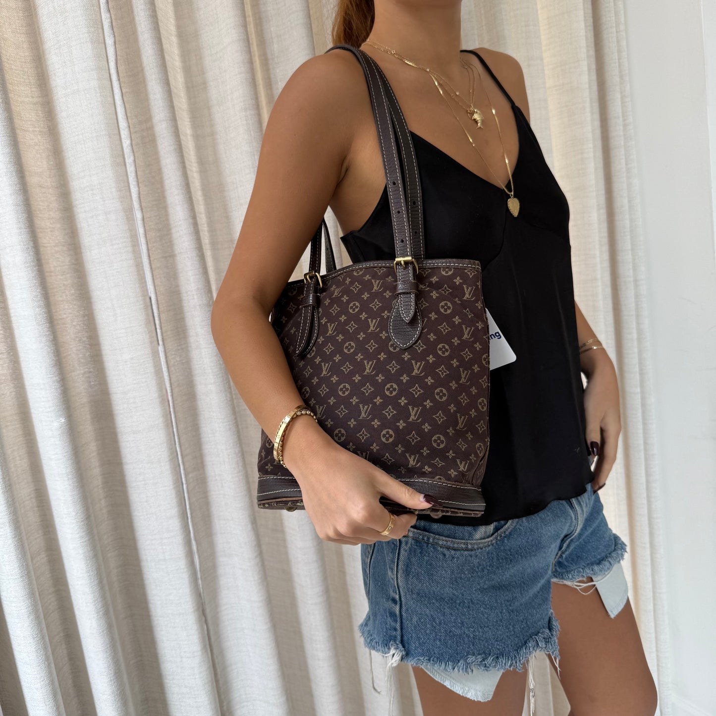 Louis Vuitton Brown Canvas Monogram Mini Lin Bucket PM Shoulder Bag