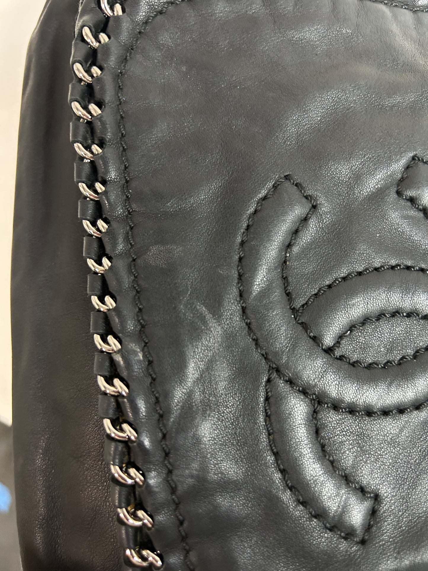Chanel Black Leather Luxe Ligne Flap Over Shoulder Bag