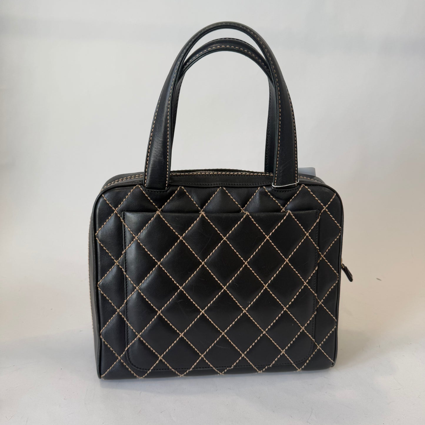Chanel Black Wild Stitch Surpique Tote Bag