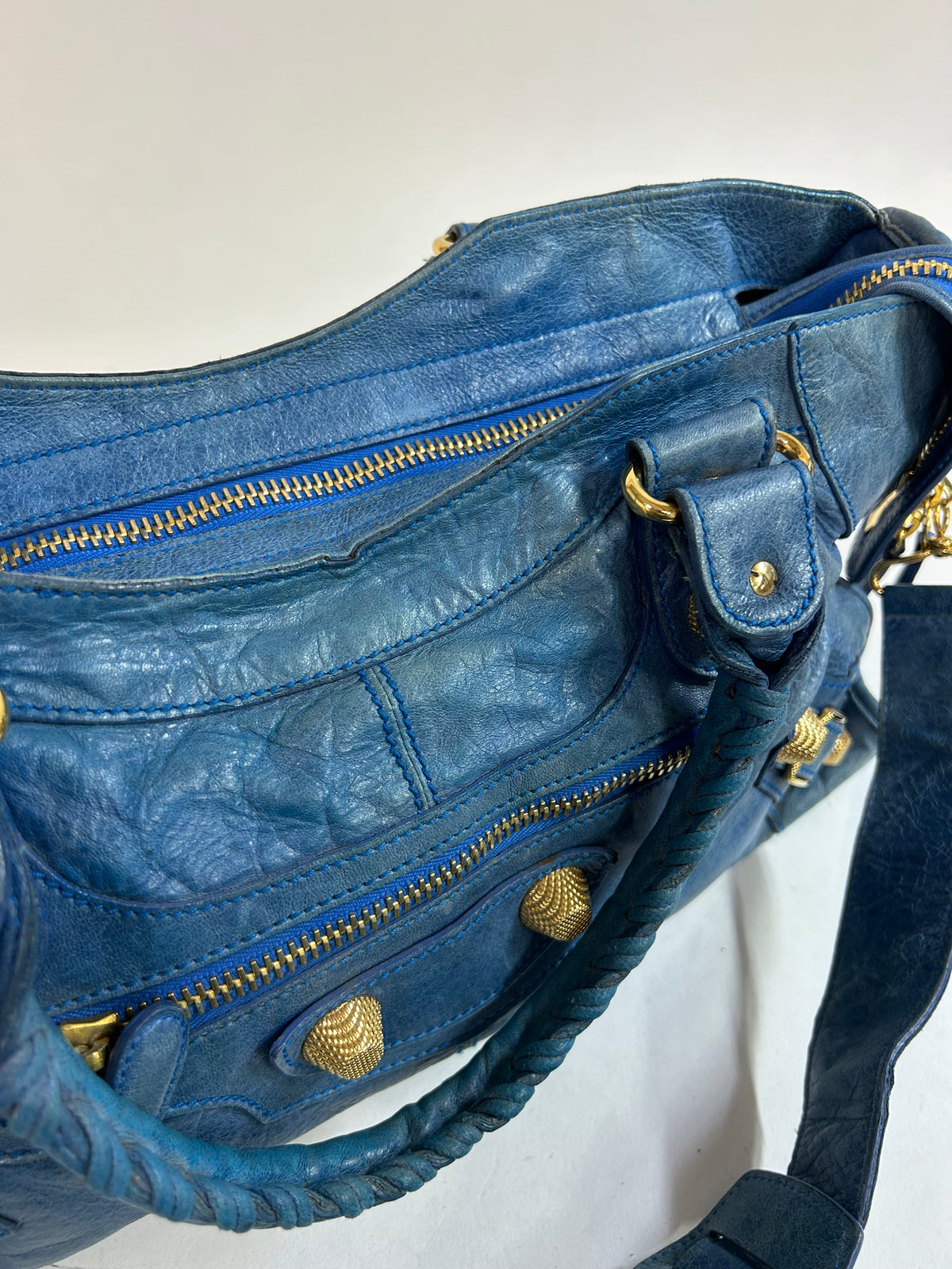 Balenciaga Blue Part Time City Bag w/ Gold Hardware