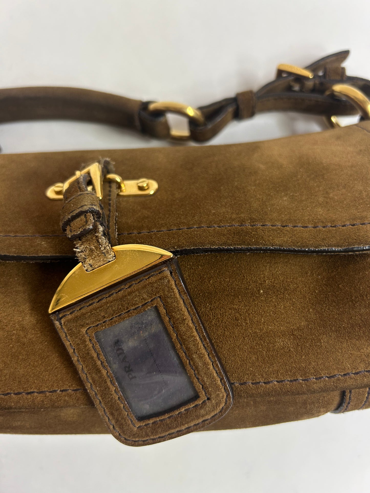 Prada Brown Suede Shoulder Bag