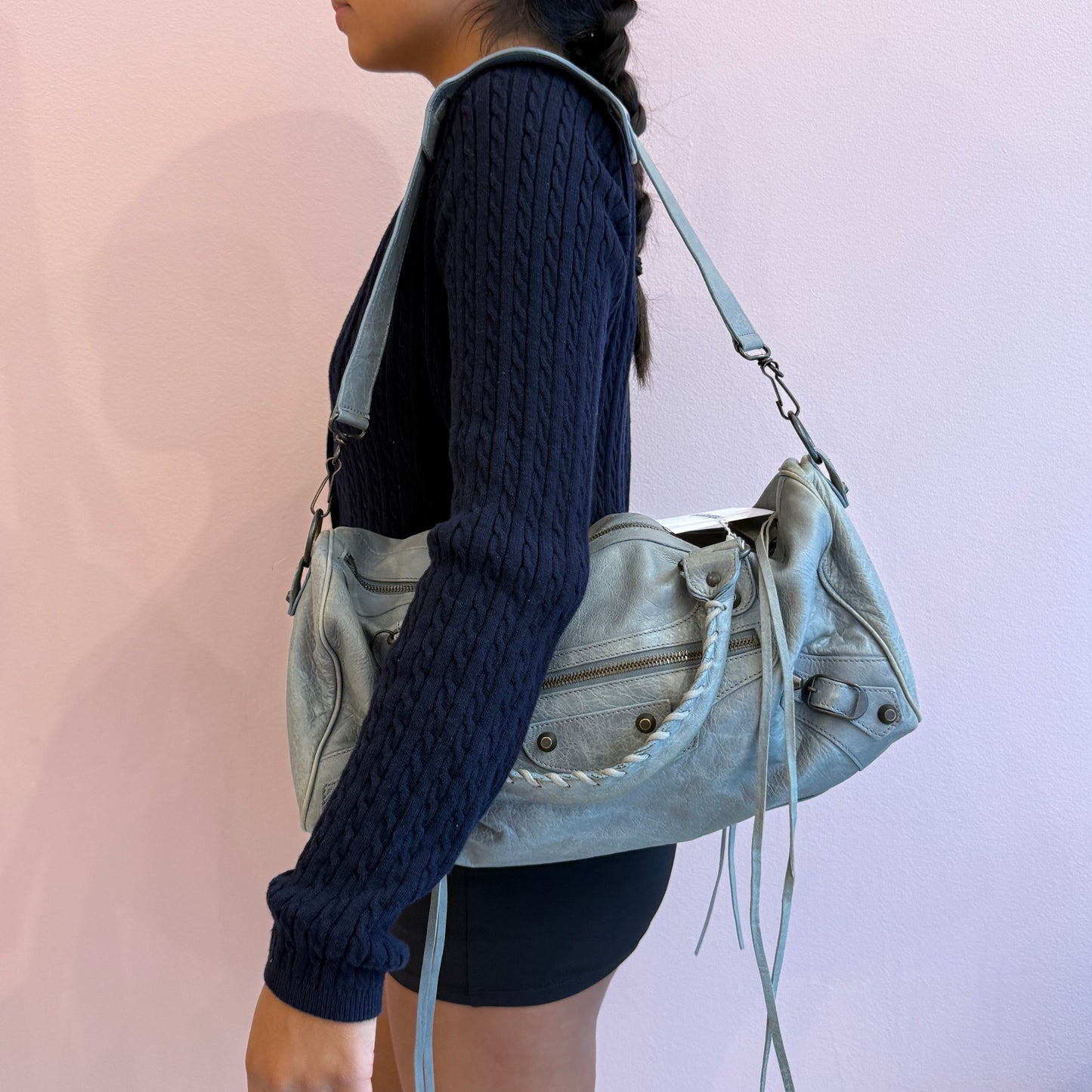 Balenciaga Light Blue Leather "Twiggy" City Bag