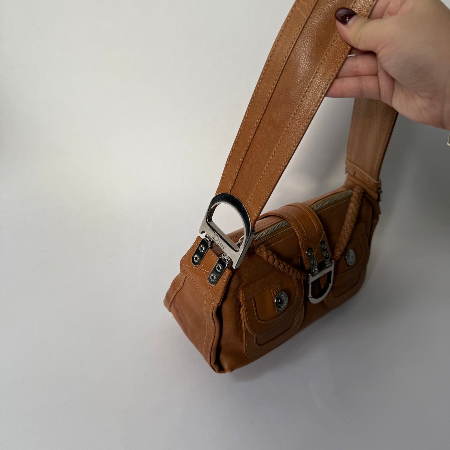 Christian Dior Brown Leather Shoulder Bag