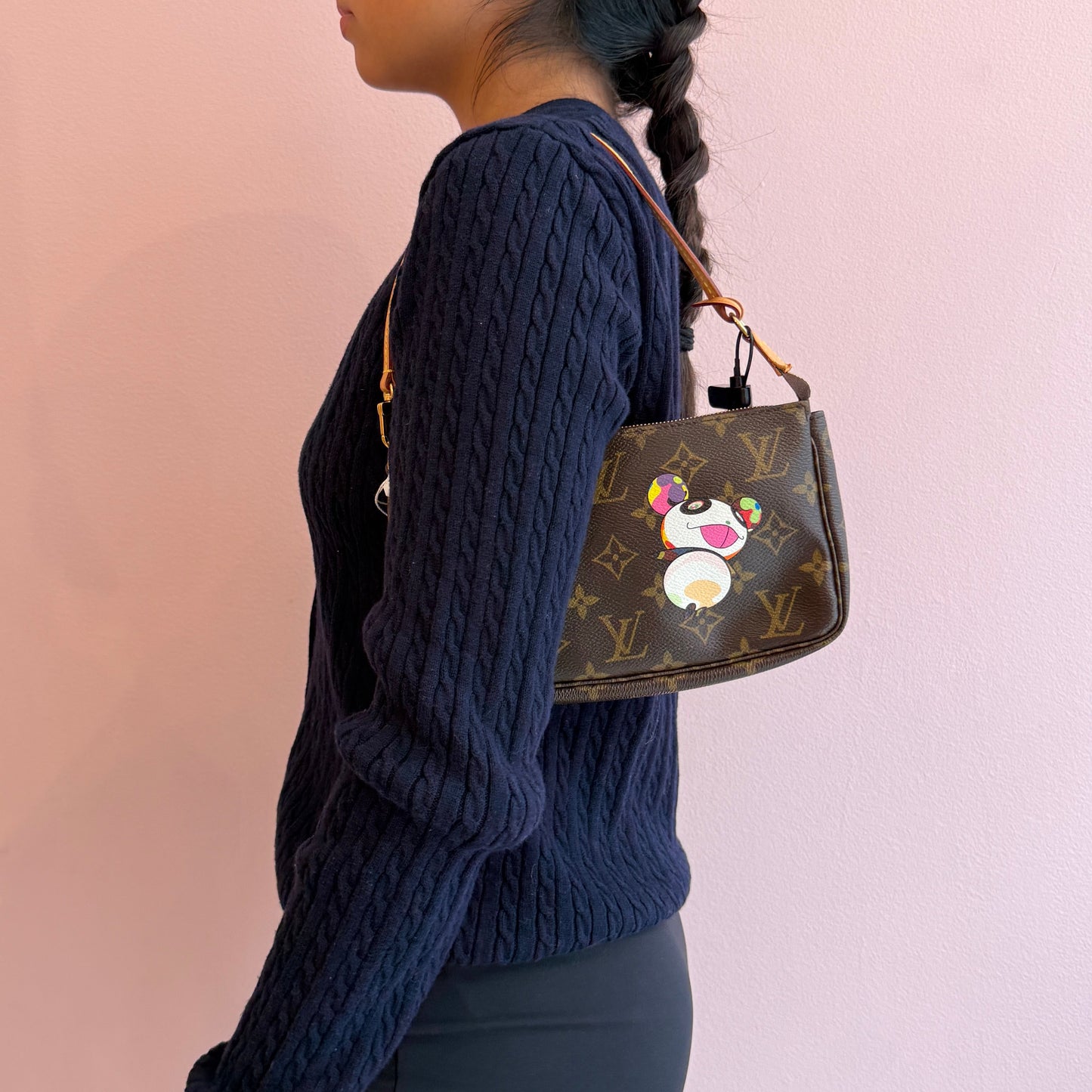 Louis Vuitton x Takashi Murakami Brown Canvas Monogram Panda Pochette
