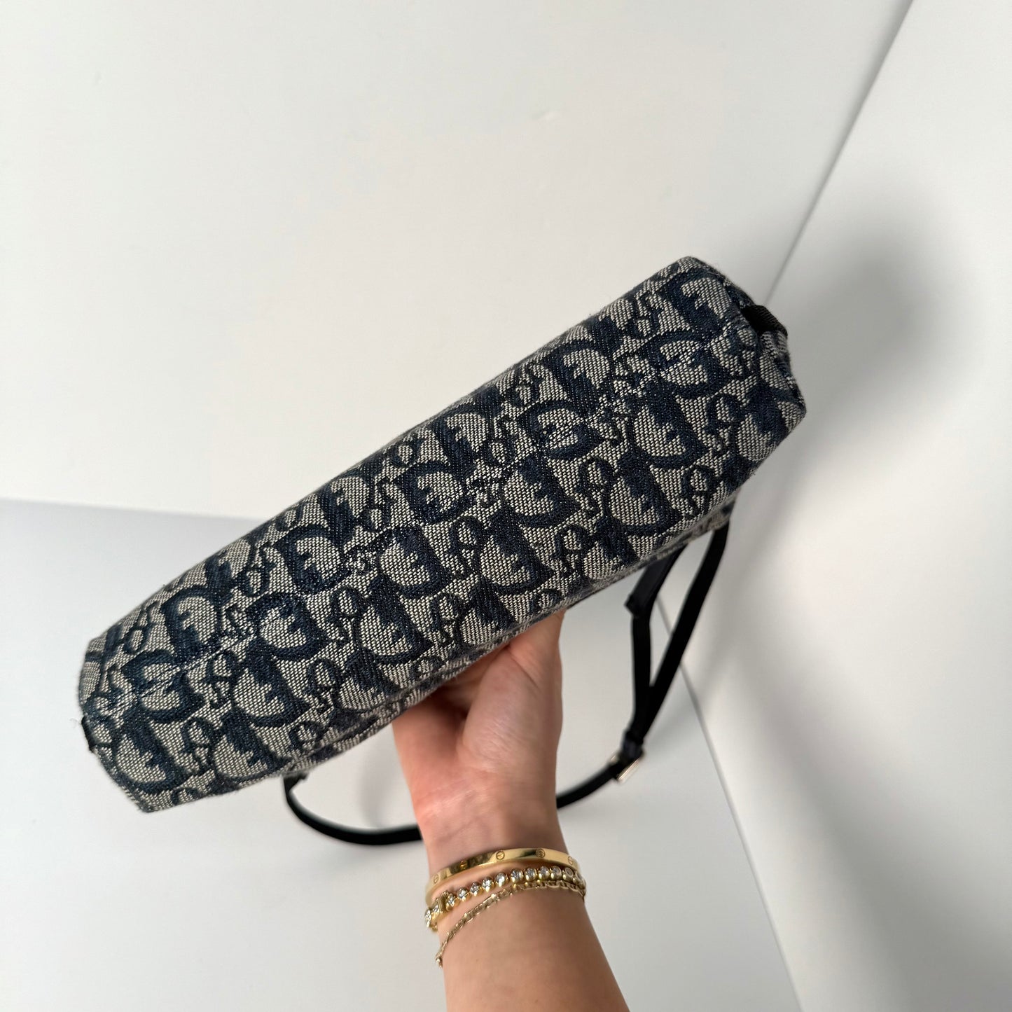 Christian Dior Navy Trotter Monogram Pochette Bag