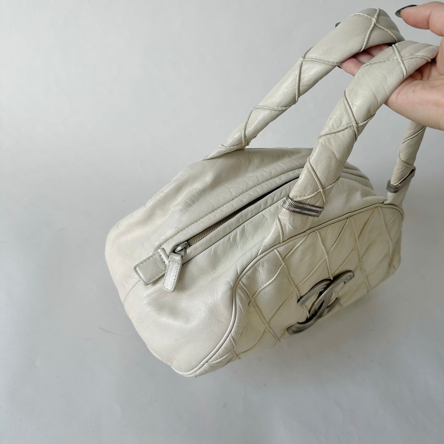 Chanel Cream Le Marias Bowler Quilted Puffer Bag