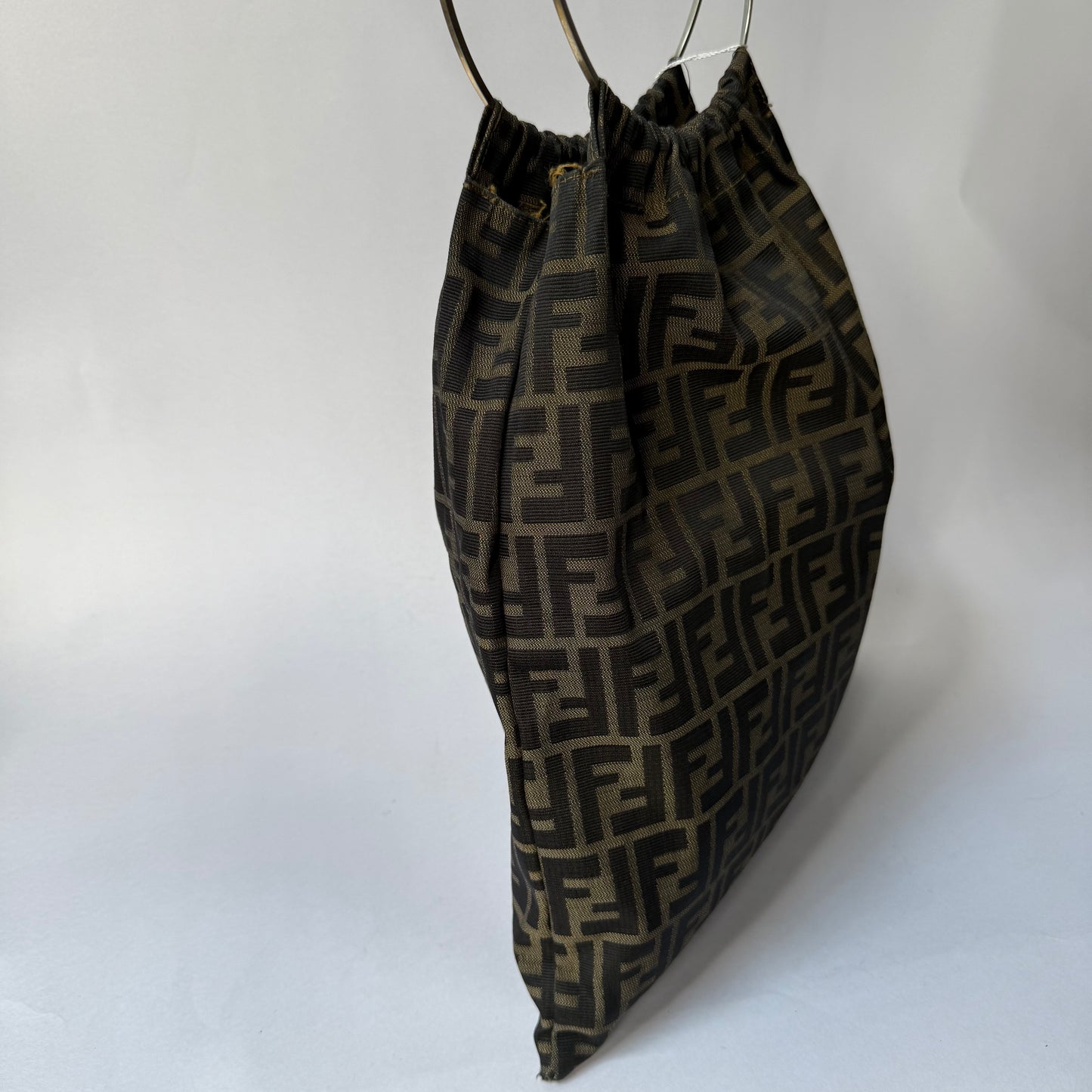 Fendi Brown Zucca Canvas Tote w/ Circle Handle