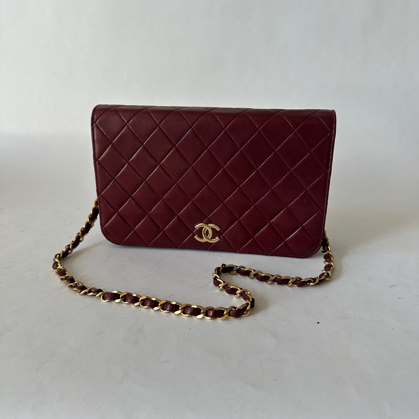 Chanel Burgundy Lambskin 80’s Full Flap Bag