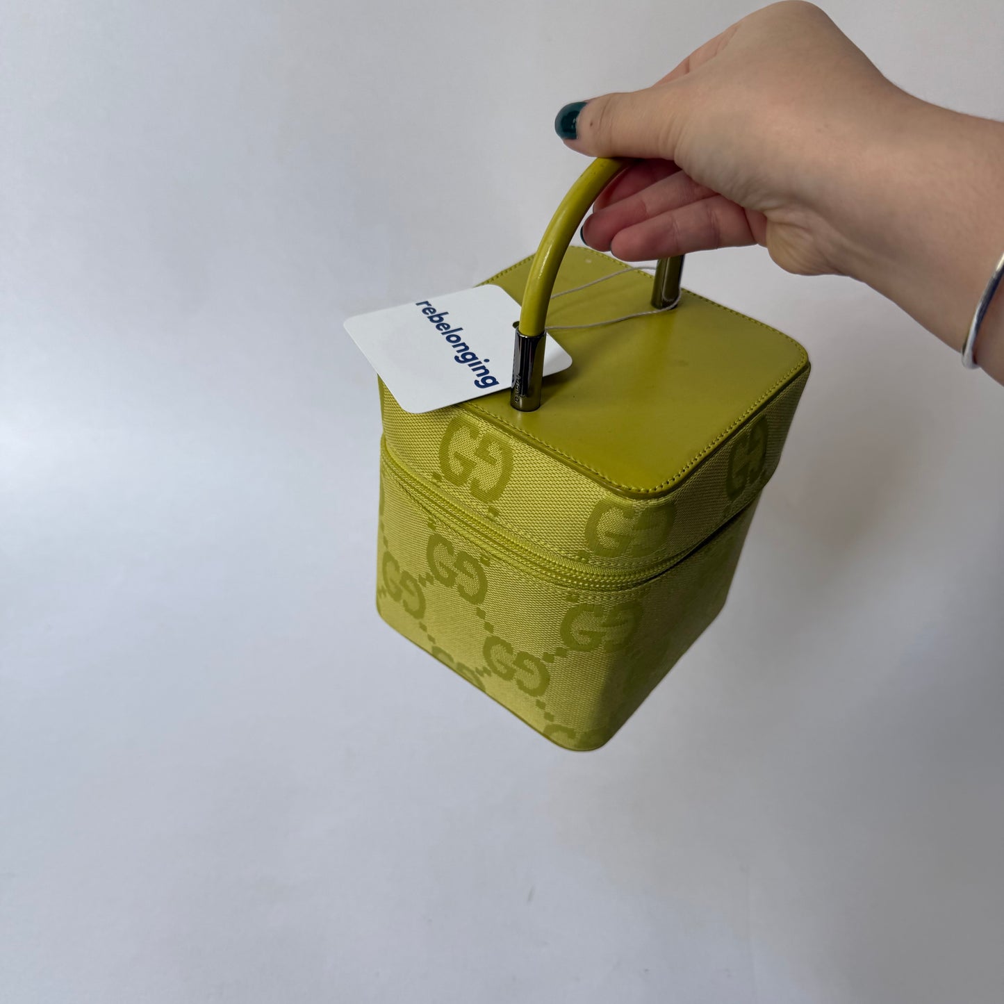 Gucci Chartreuse Monogram Box Top Handle Bag