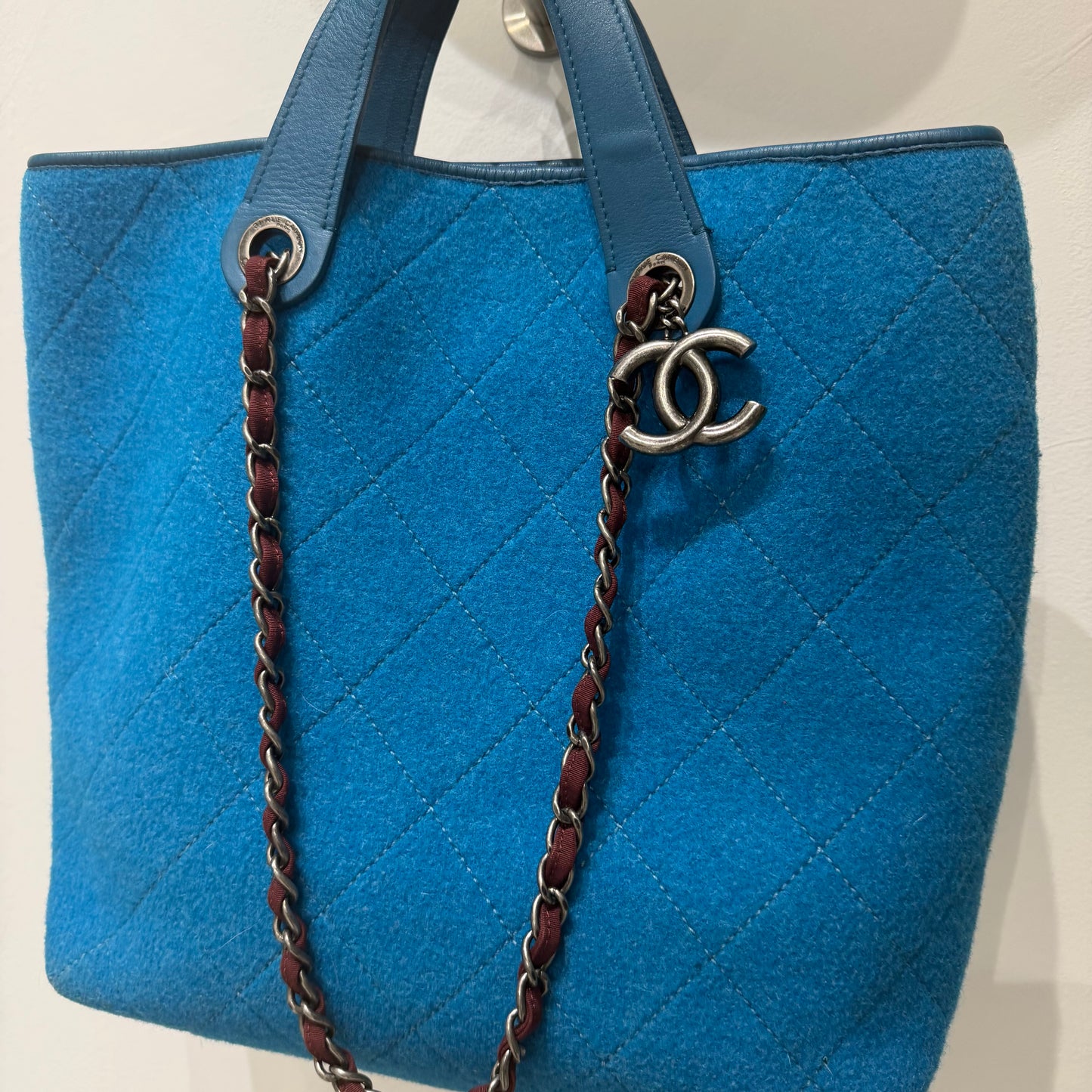 Chanel 2011 Blue Wool 2-Way Shoulder Tote Bag