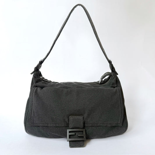 Fendi Gray Wool Mamma Jumbo Baguette