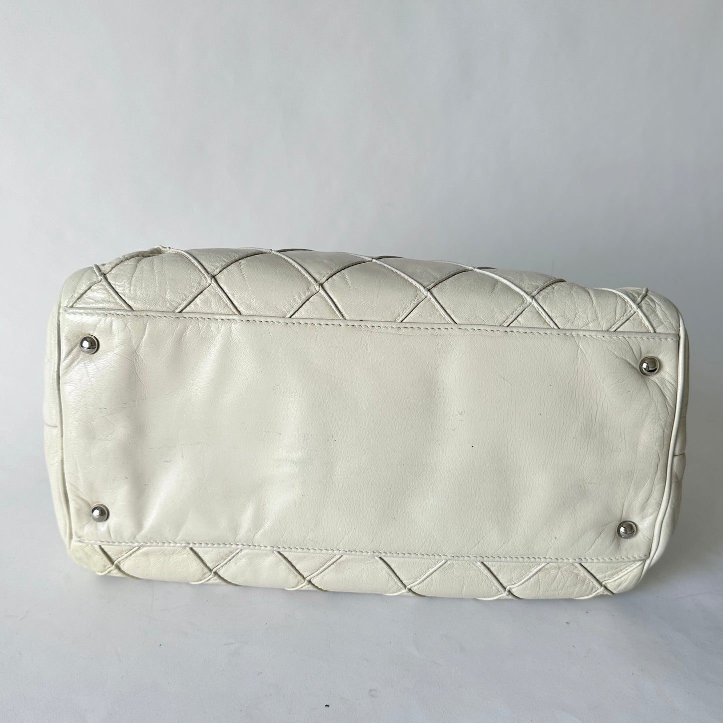 Chanel Cream Le Marias Bowler Quilted Puffer Bag