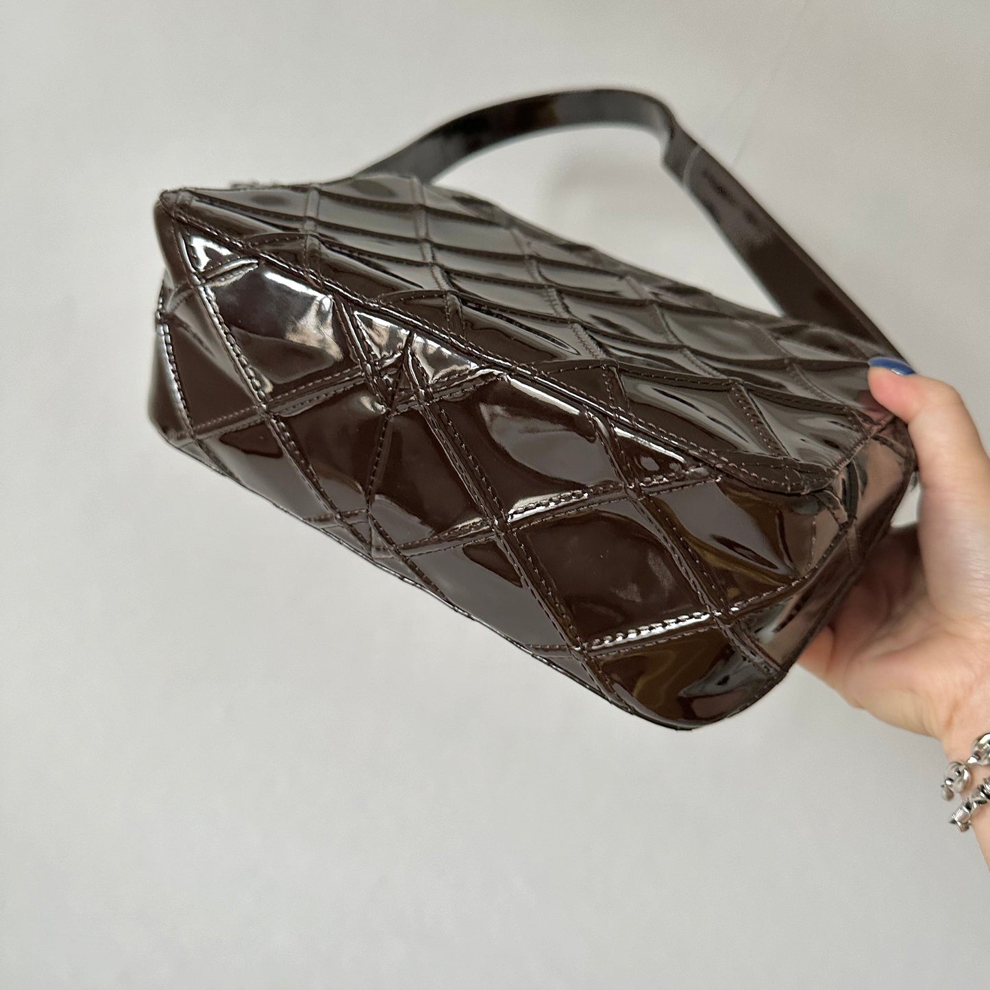 Chanel Dark Brown Patent Leather Shoulder Bag