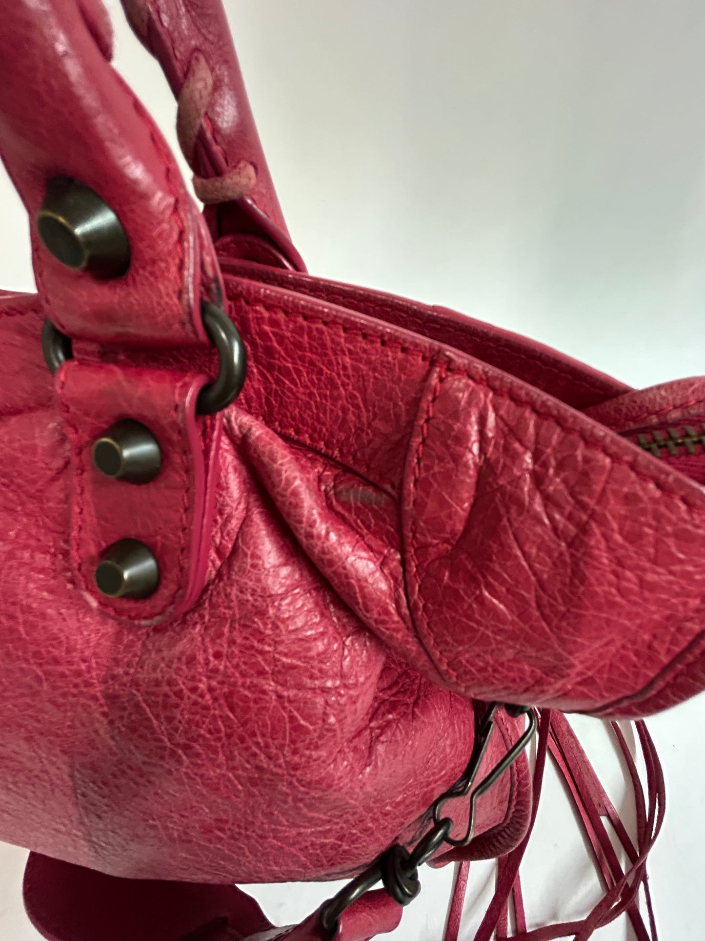 Balenciaga Fuschia City Bag w/ Bronze Hardware