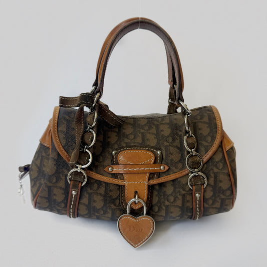 Christian Dior Brown Trotter Romantique Shoulder Bag w/ Lock
