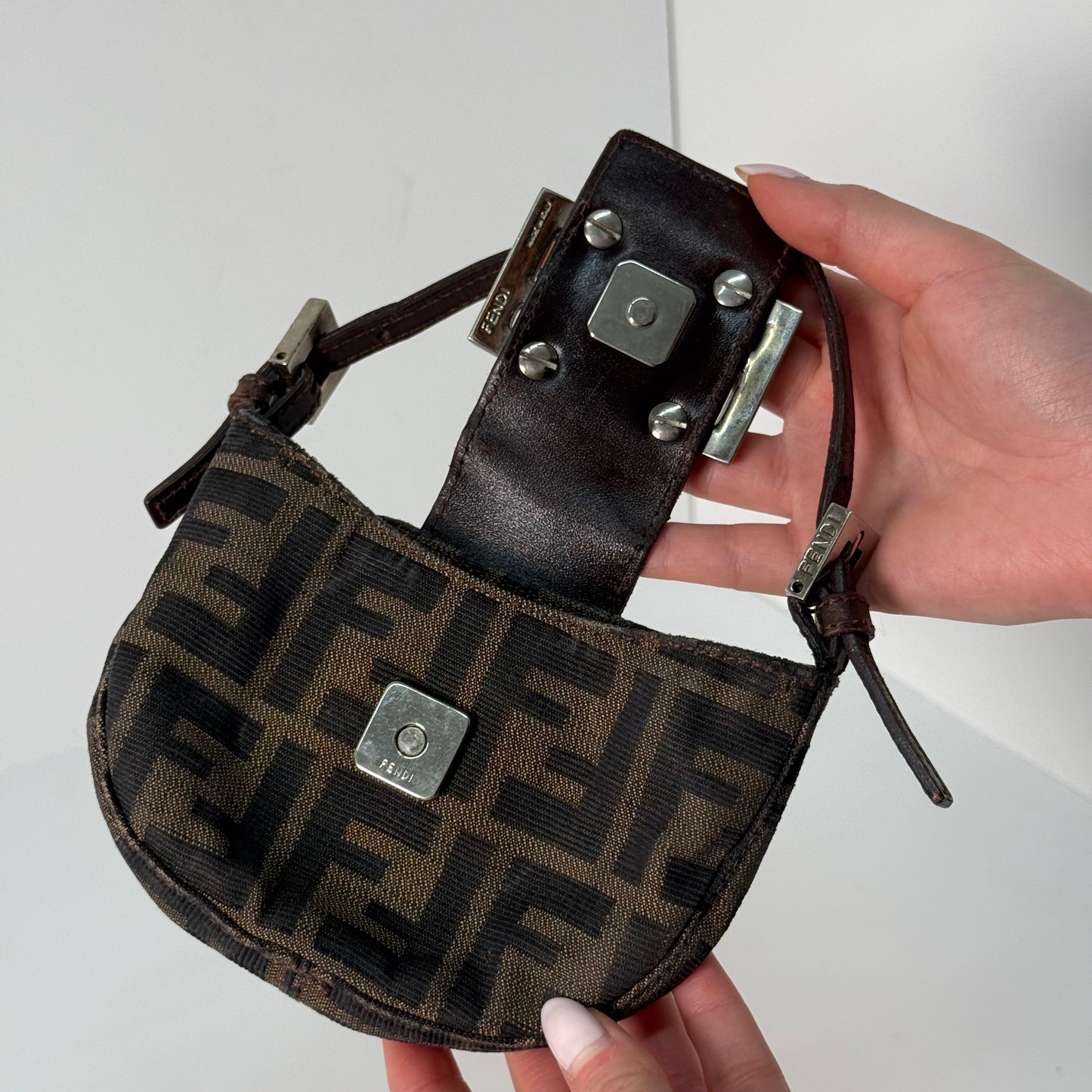 Fendi Brown Zucca Mini Croissant
