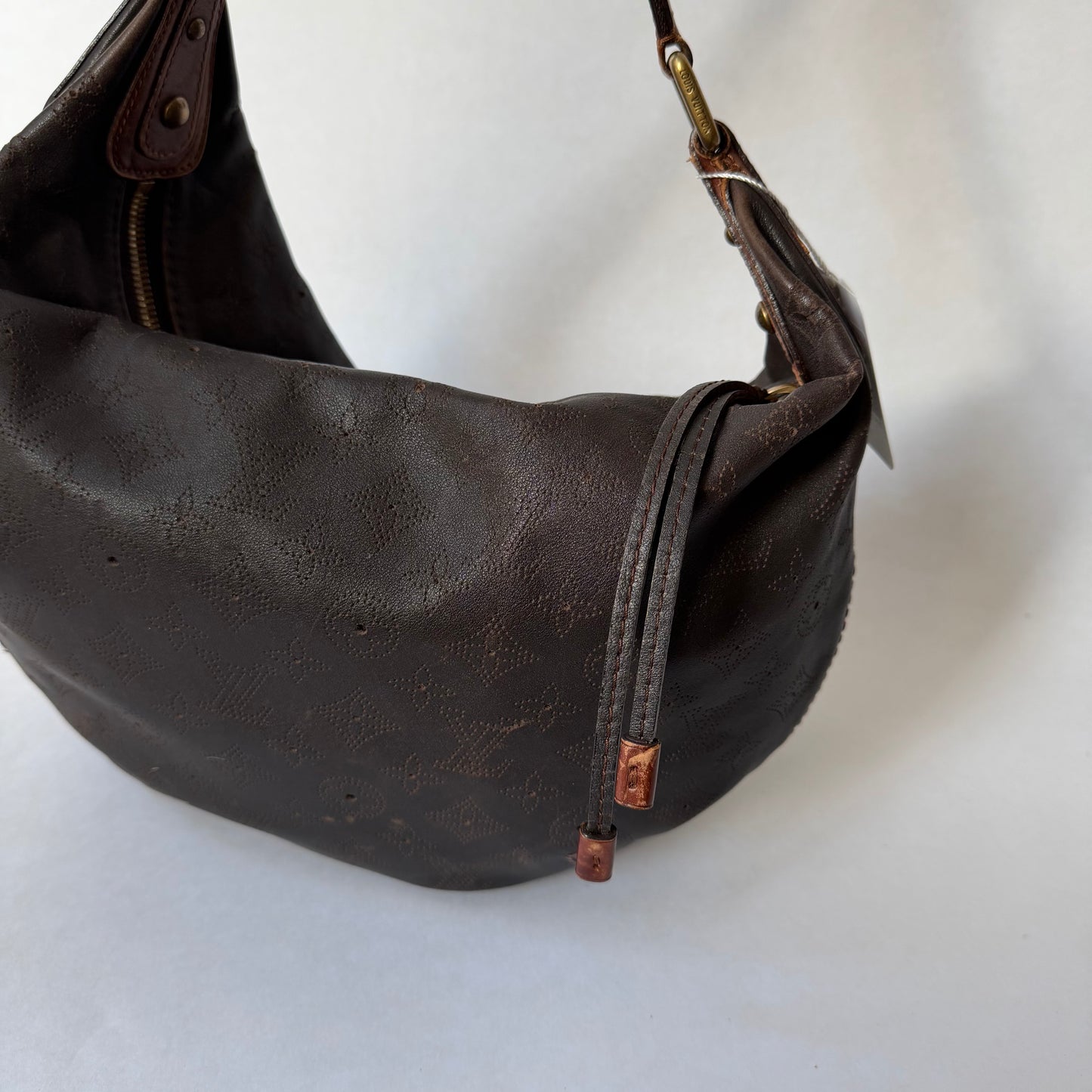 Louis Vuitton Brown Leather Monogram Perforated Mahina Onatah Hobo Bag