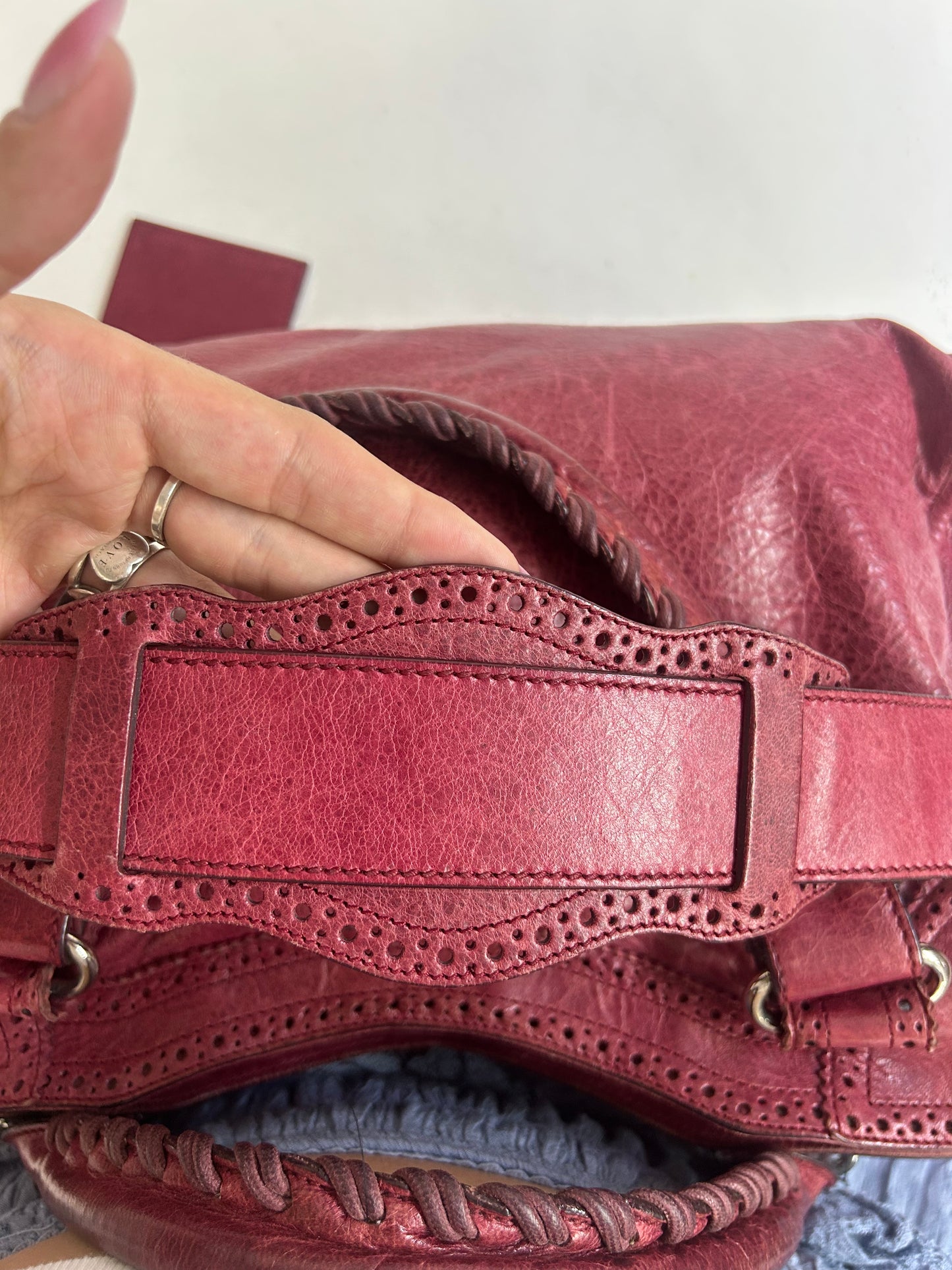 Balenciaga Red Leather Brogues Giant City Bag