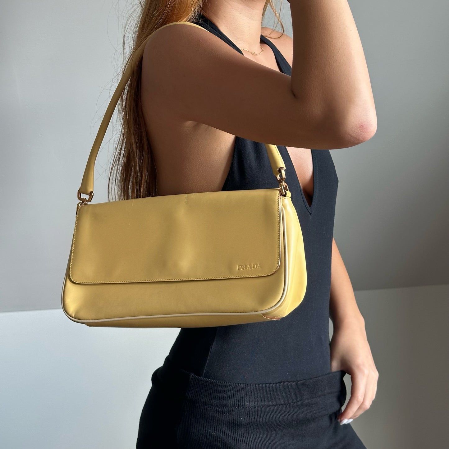 Prada Yellow Patent Leather Shoulder Bag
