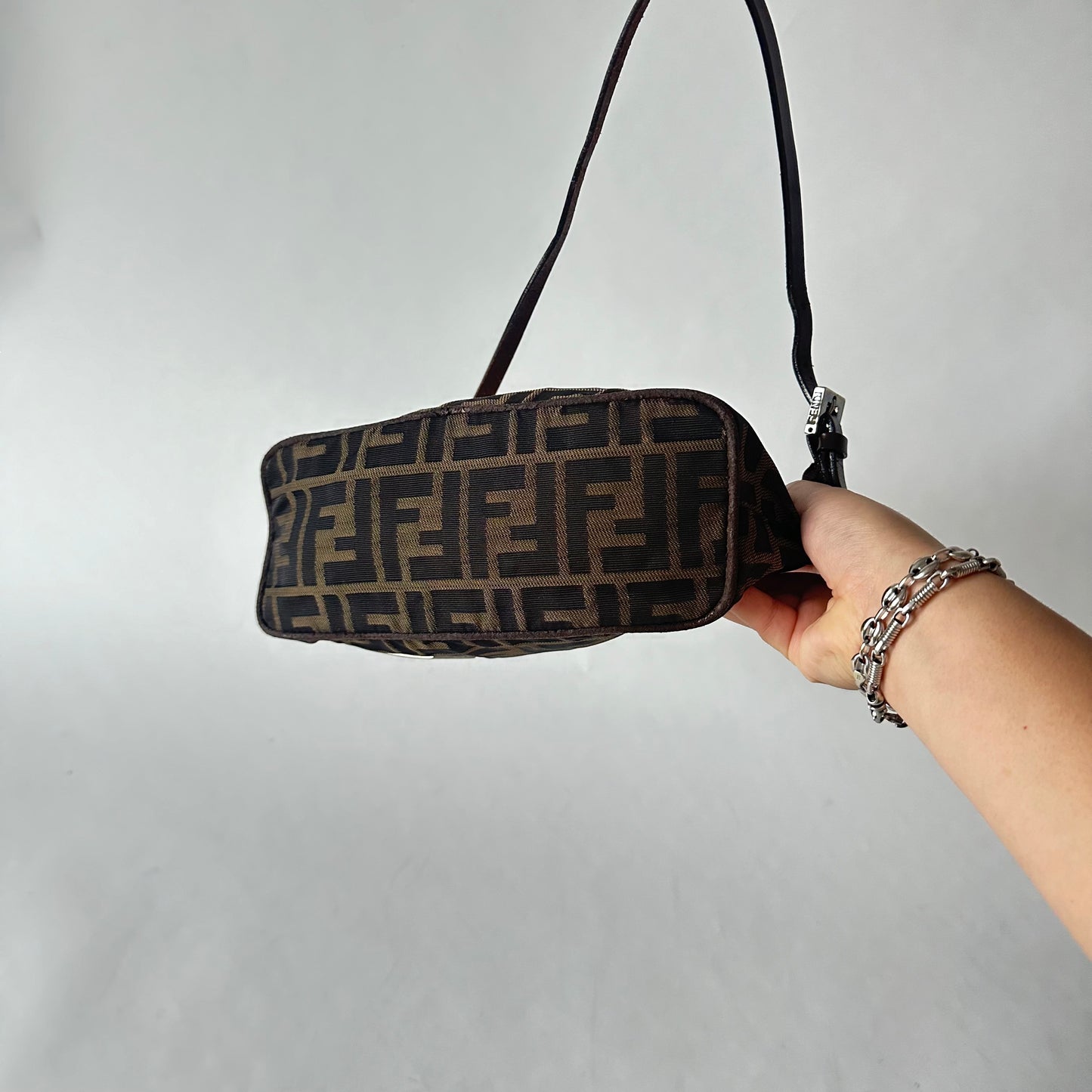 Fendi Brown Zucca Monogram Small Shoulder Bag