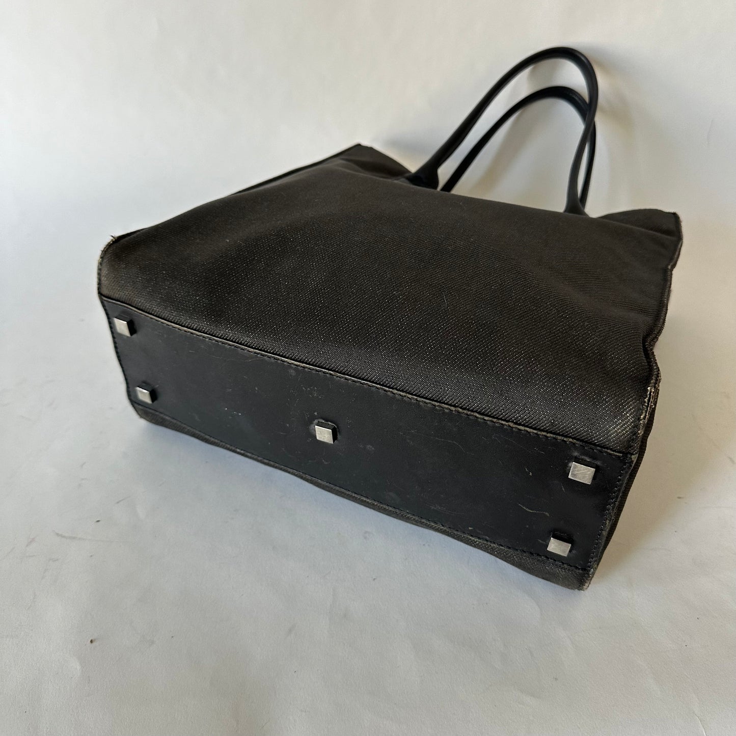 Gucci Black Denim Work Shoulder Tote Bag