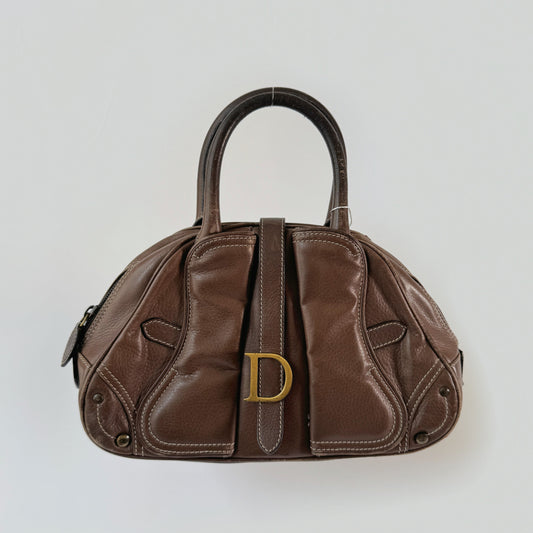 Christian Dior Brown Leather Double Saddle Bowler