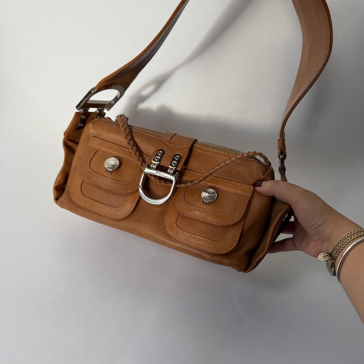 Christian Dior Brown Leather Shoulder Bag