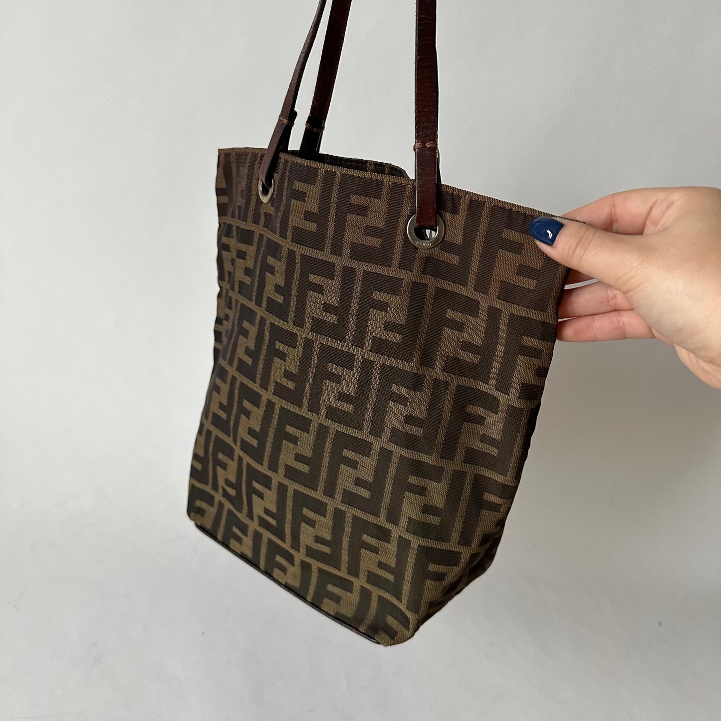 Fendi Brown Zucca Nylon Tote Bag