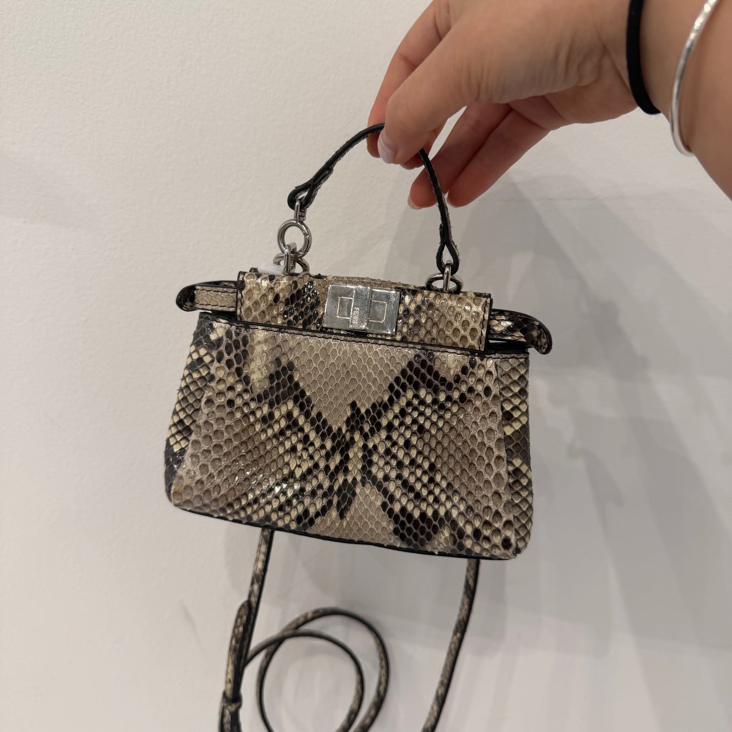 Fendi Brown Multicolored Python Leather Mini Peekaboo Bag