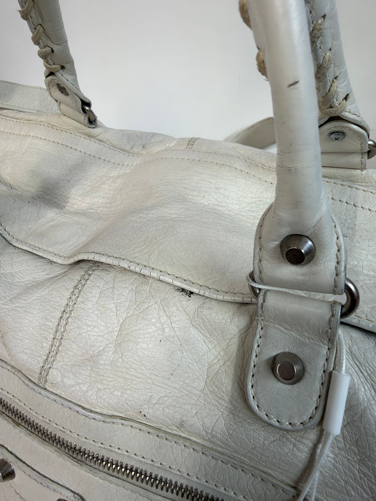 Balenciaga White Leather "Twiggy" City Bag