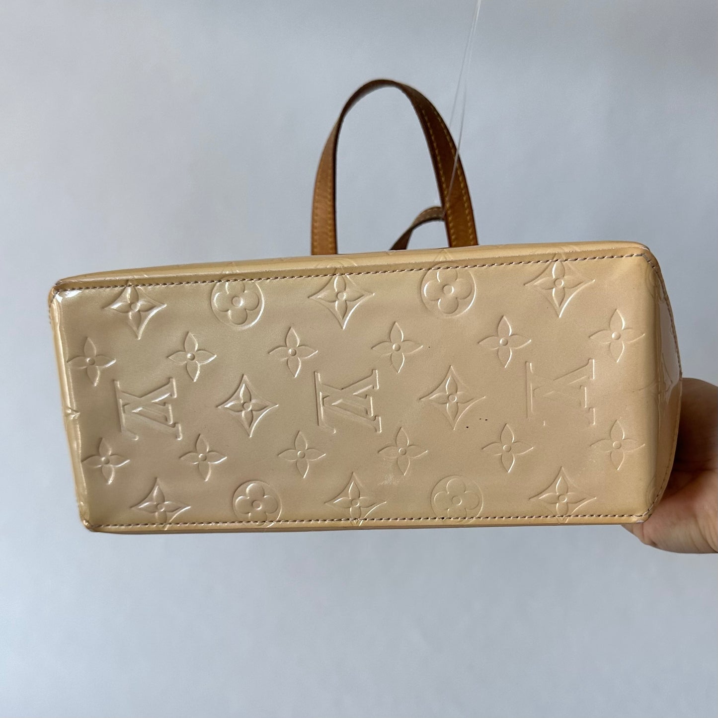 Louis Vuitton Beige Vernis Patent Leather Monogram Reade PM Mini Tote
