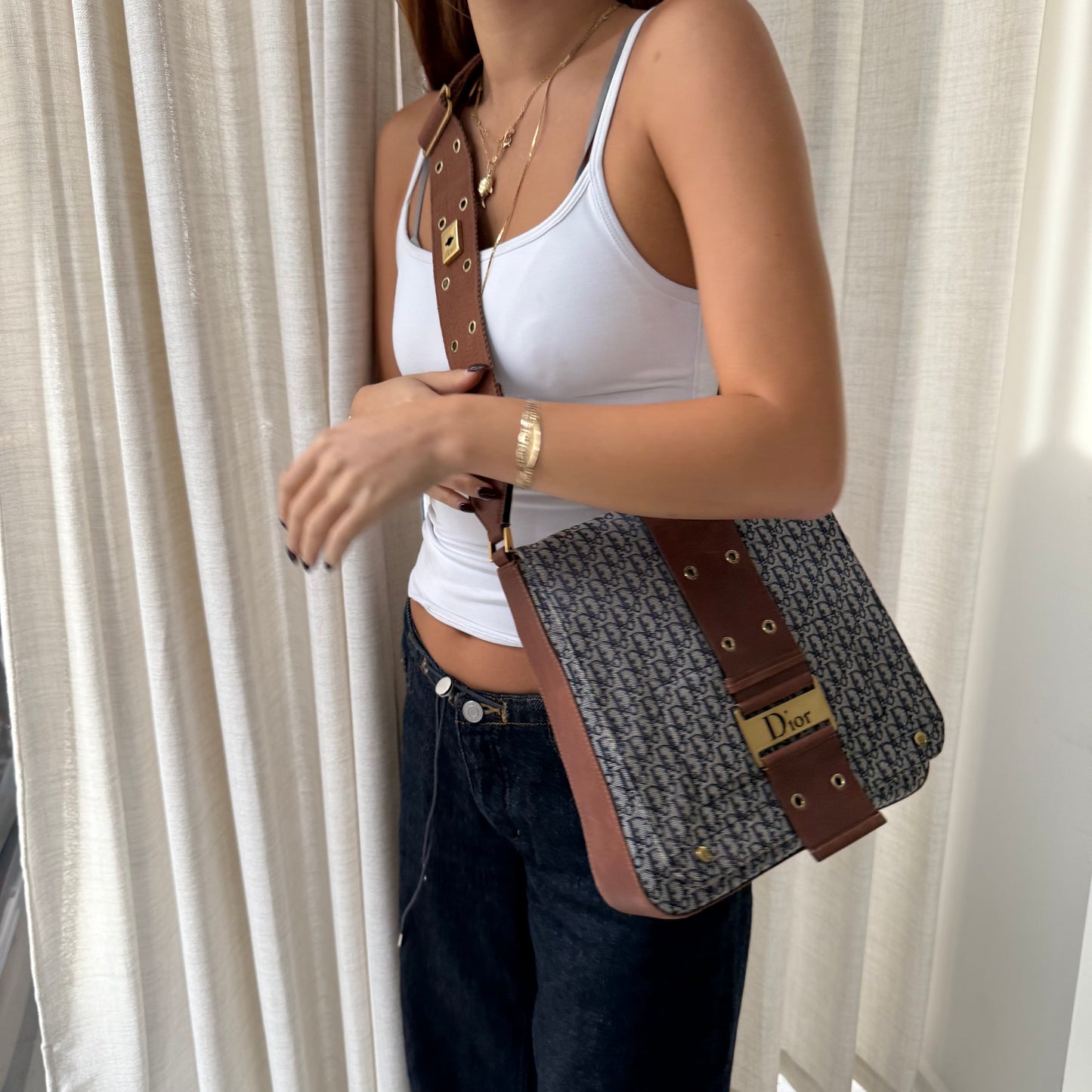 Christian Dior Brown Oblique Canvas Street Chic Shoulder Bag