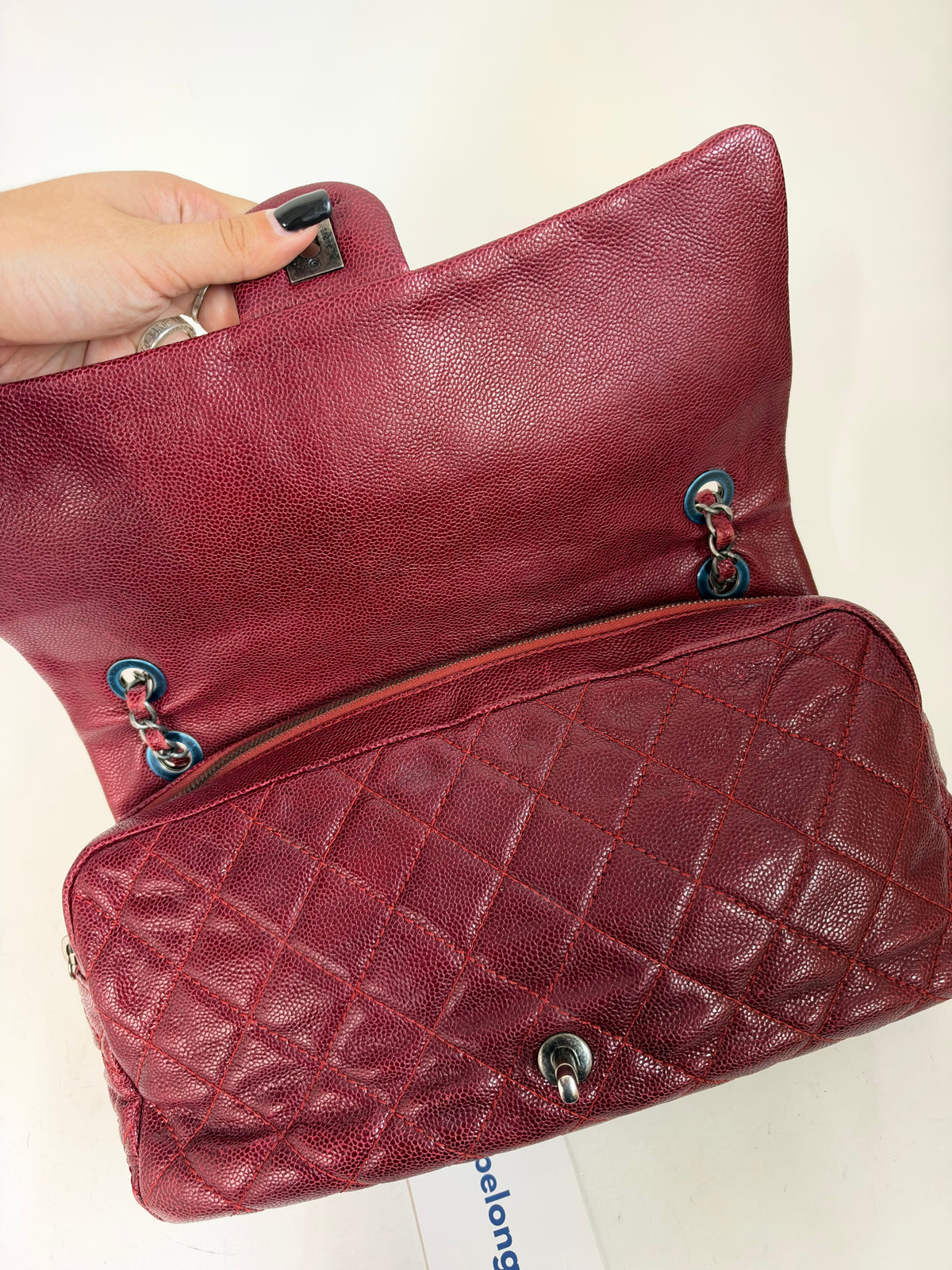 Chanel Red Metallic Leather Camera Easy Flap Bag