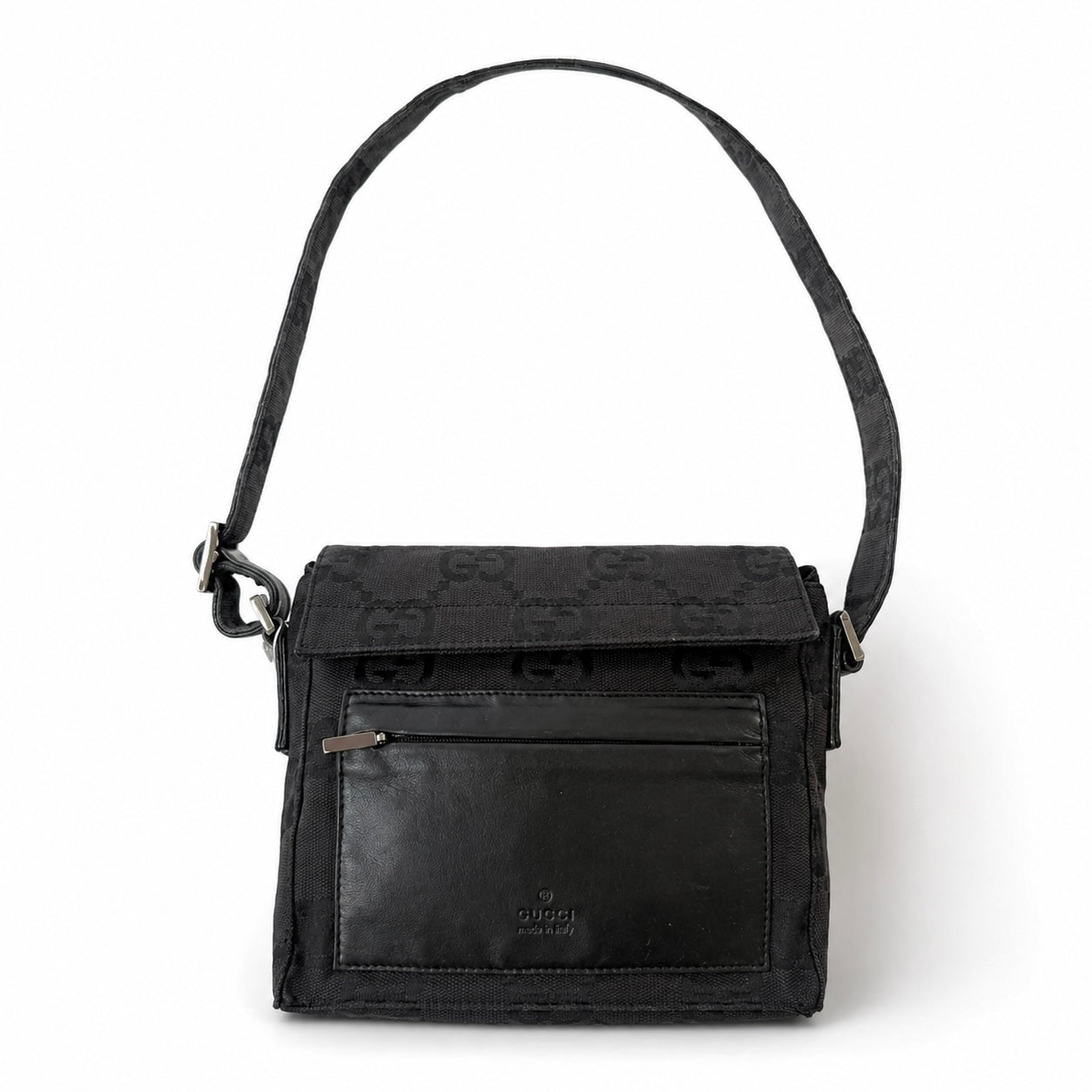Gucci Black GG Monogram Squared Shoulder Bag