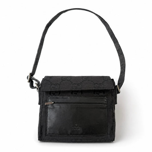 Gucci Black GG Monogram Squared Shoulder Bag