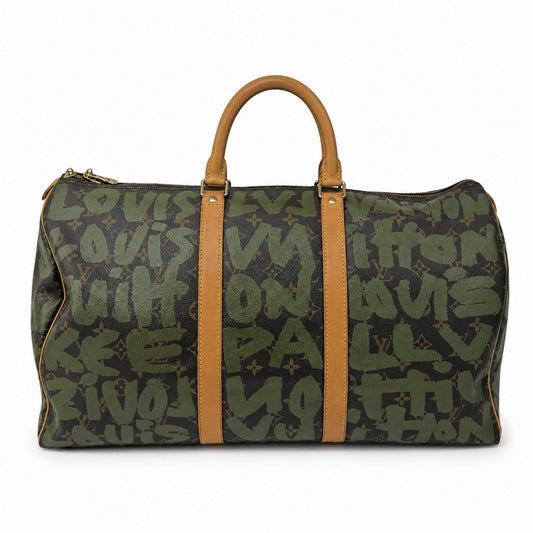 Louis Vuitton x Stephen Sprouse Green Graffiti Monogram Keepall 50 Duffle Bag