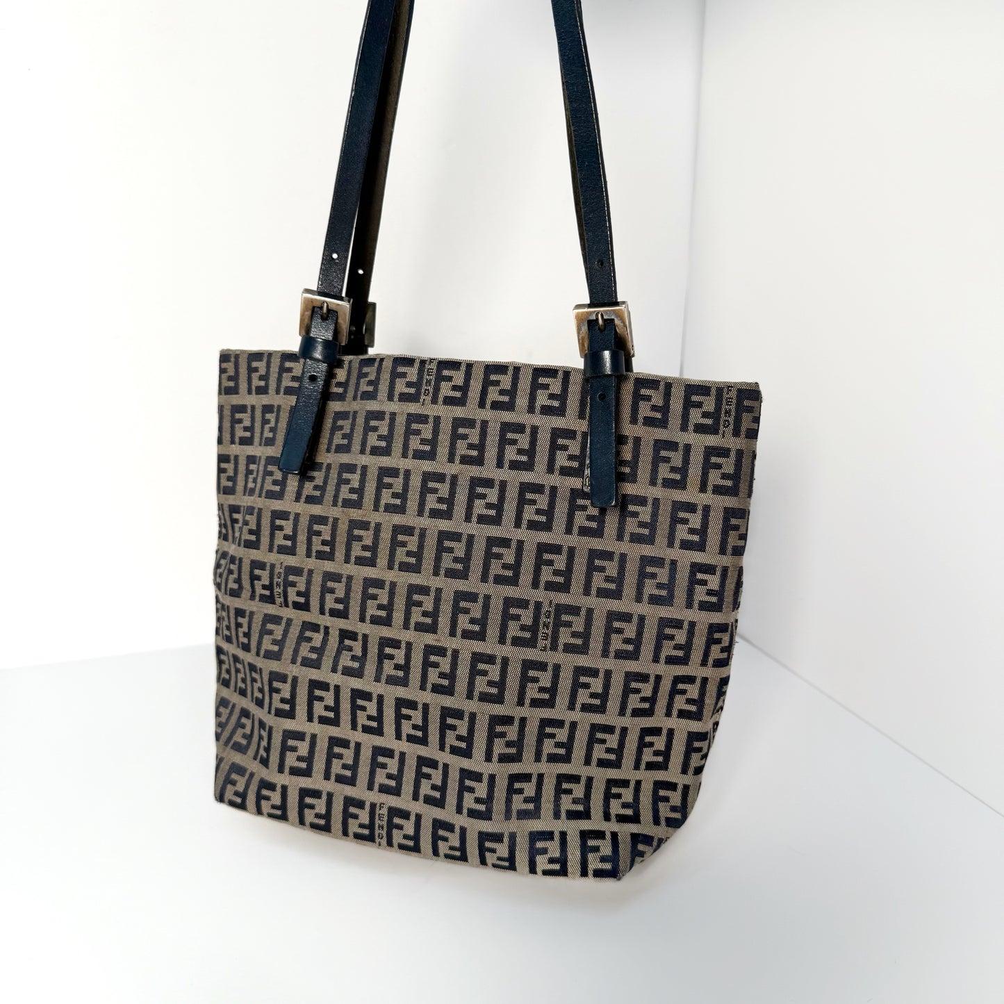 Fendi Navy Zucchino Tote Shoulder Bag