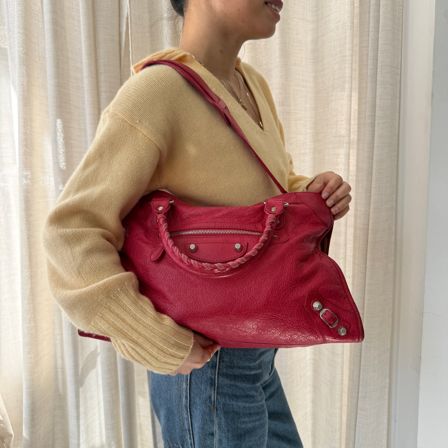 Balenciaga Pink Leather City Bag